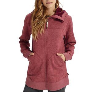 Burton Minxy Fleece EUC Full Zip Plush Hoodie Jacket S Rose Brown Heather Pink